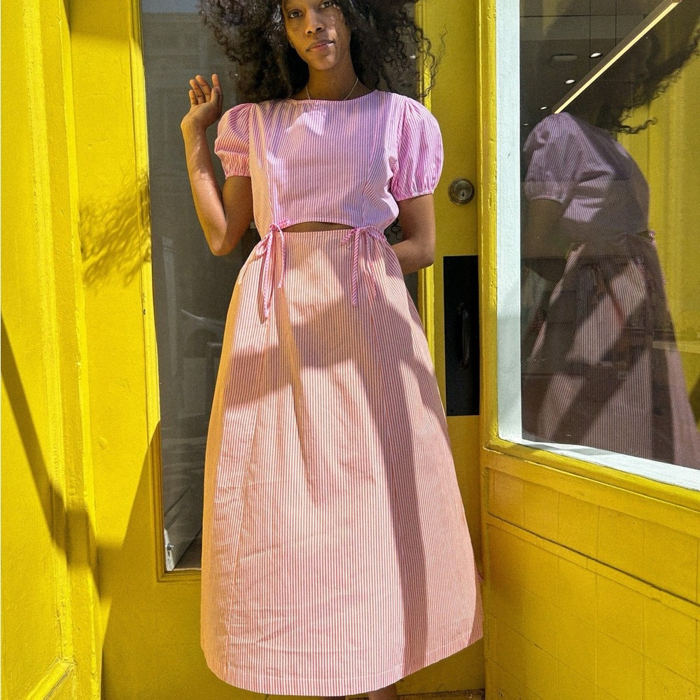 Lisa Says Gah Luna Midi Dress - Watermelon and Orange Stripe